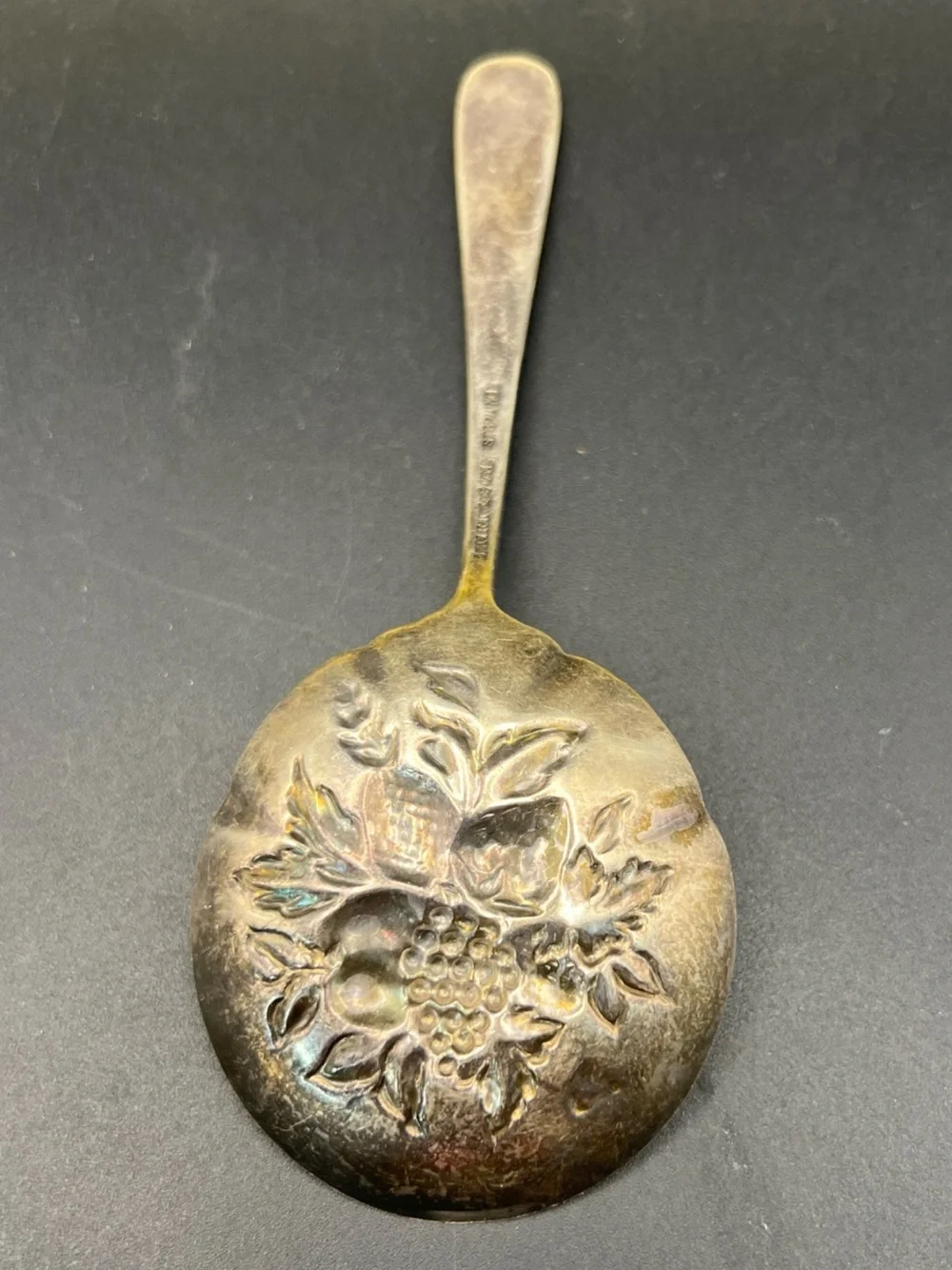 Antique-Style Floral Sterling Silver Serving Spoon - Decorative Tableware